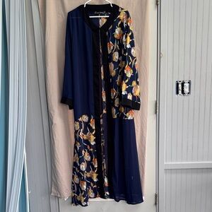 Laila Style Navy Floral Long kimono